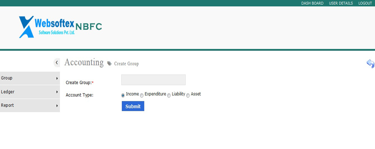 accounting create group option