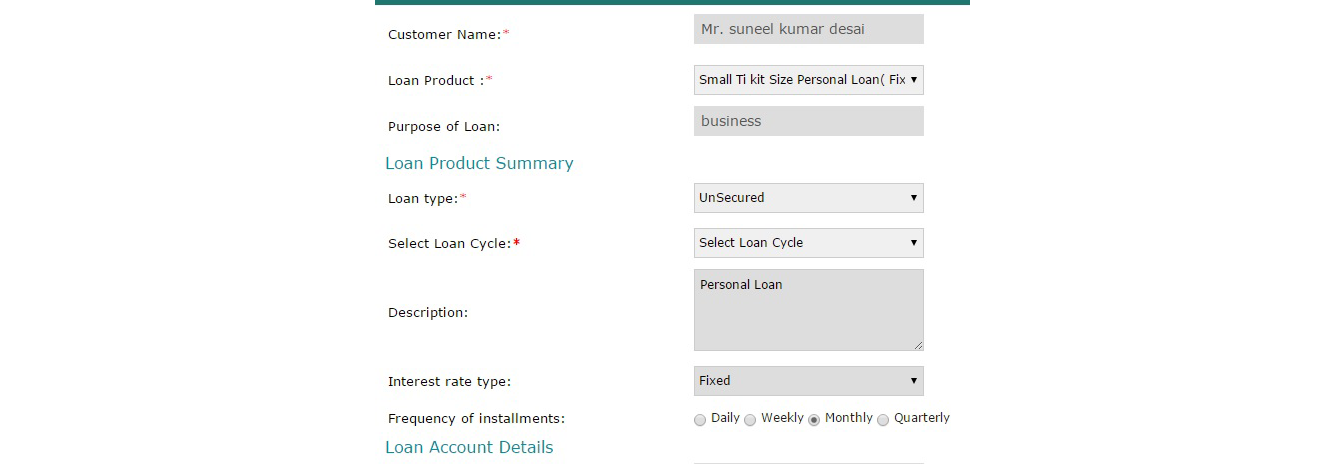 creating new loan account